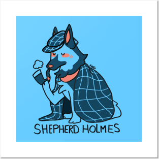 Shepherd Holmes - Blue Dog Literature Pun Posters and Art